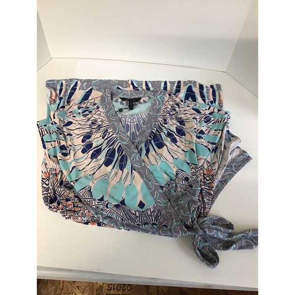 NWT BCBG MAX AZRIA Paisley Blue Printed Wrap Dress, Size Medium - Picture 12 of 14